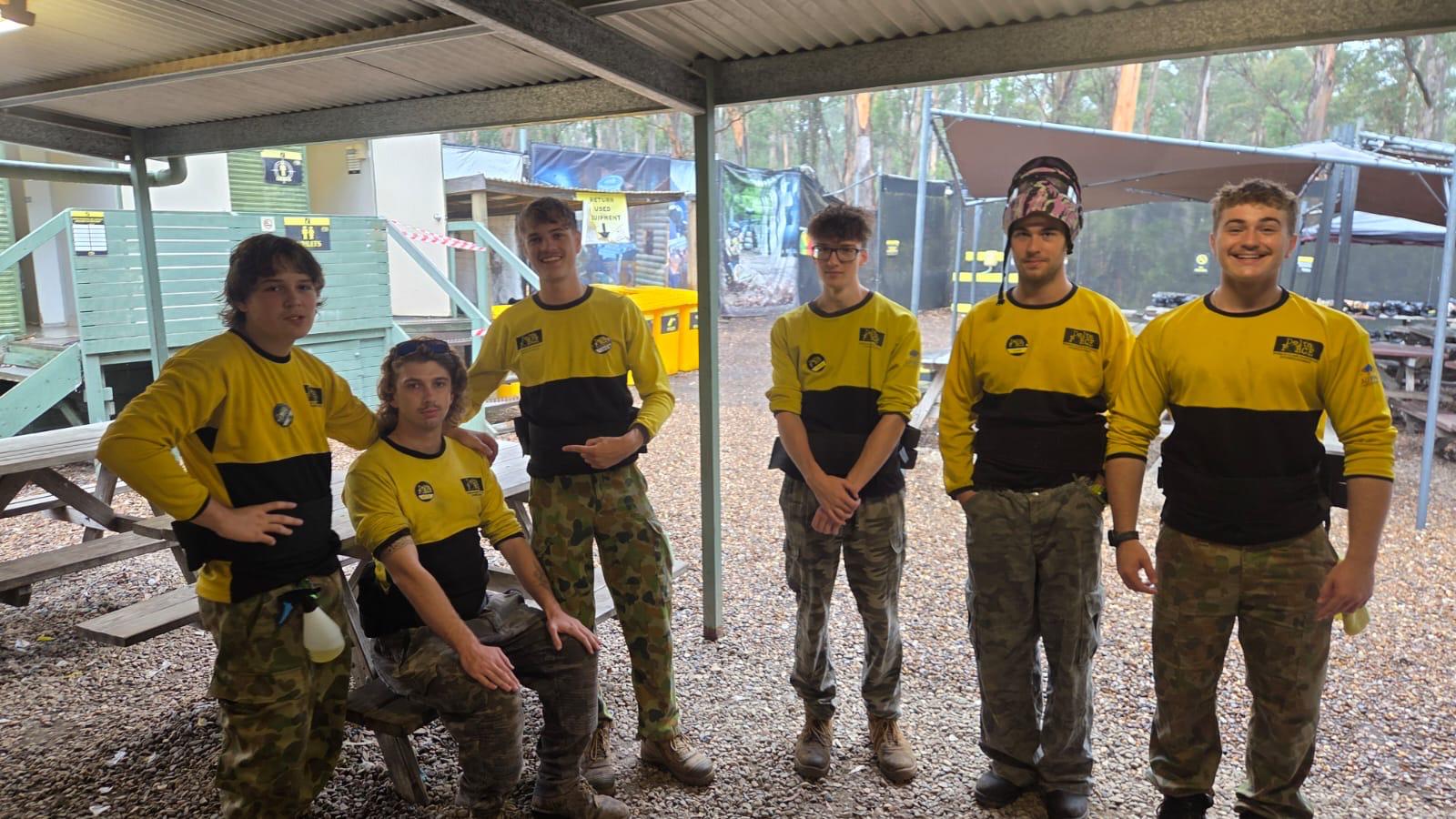 A Delta Force marshal team together before a day of paintball