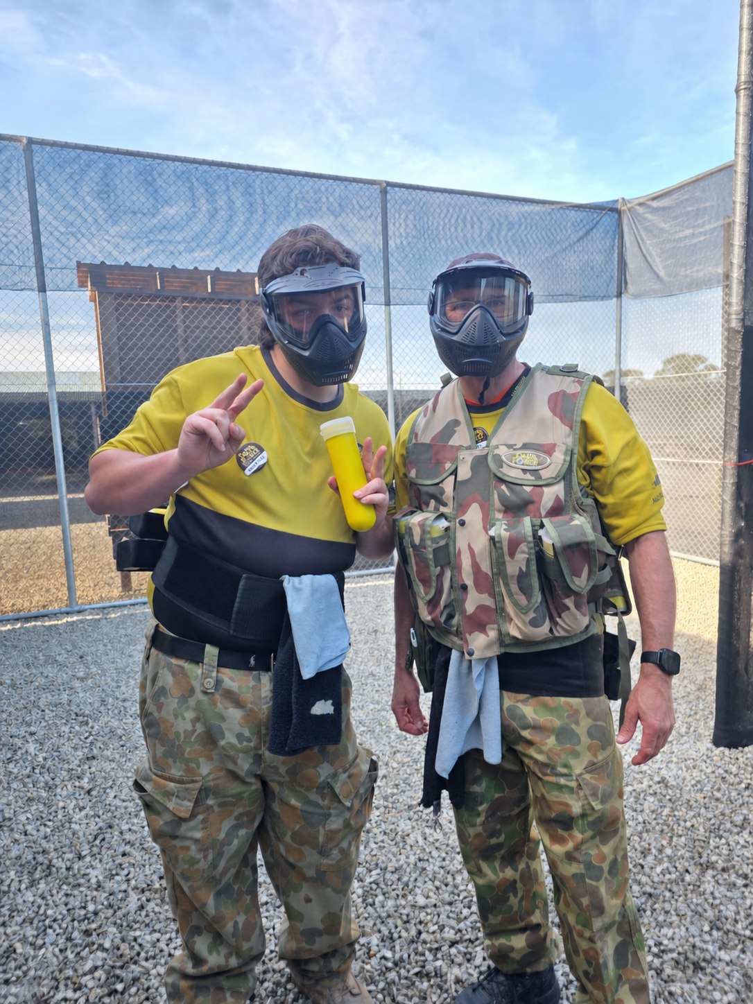 Two Delta Force marshals wearing masks and ready for the next game